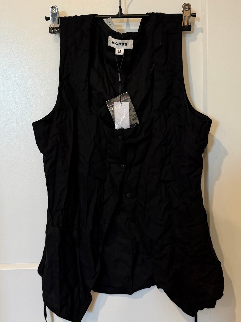 Vigoss Black Sleeveless Button-Front Tunic Top
